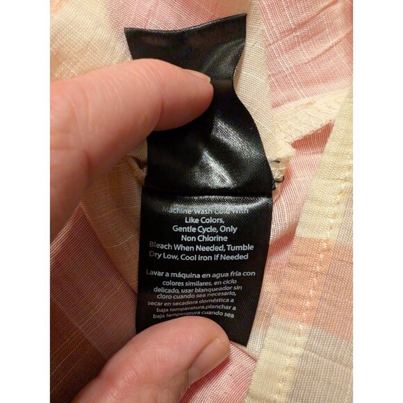 HARVÉ BENARD 2X Off Shoulder Top Blouse Pink Gold Foil Stripe Tassel - Picture 7 of 7